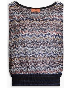 Missoni Metallic Crochet-knit Top - Grey