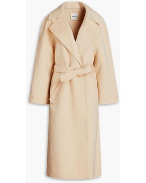 Sandro Belted Wool-felt Coat - Natural
