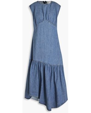 FRAME Asymmetric Denim Midi Dress - Blue