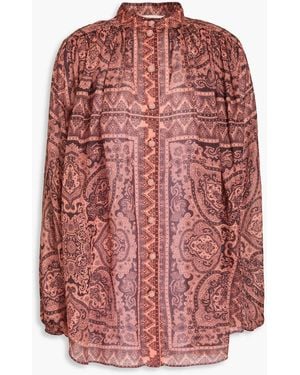Zimmermann Tunika aus ramie-gaze mit paisley-print - Rot