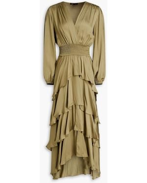 Maje Ruffled Satin Midi Dress - Metallic