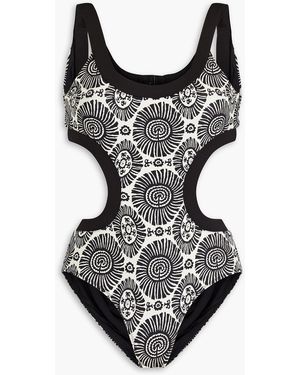Solid & Striped Sarah bedruckter badeanzug mit cut-outs - Schwarz