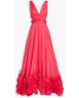 Zuhair Murad Ruffled Cutout Silk-Blend Organza Gown - Red