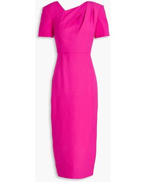 Roland Mouret Draped Wool And Silk-Blend Crepe Midi Dress - Pink