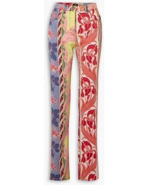 Etro Printed High-Rise Straight-Leg Jeans - Red
