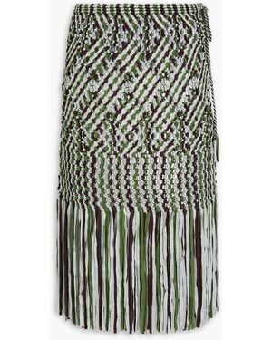 Wales Bonner Java Fringed Macramé Skirt - Green