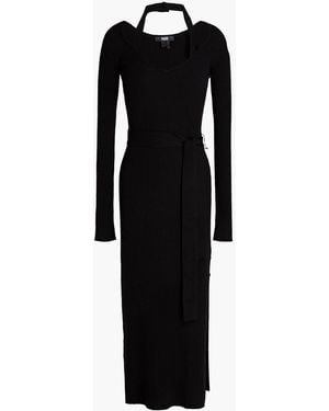 PAIGE Nerine Ribbed-knit Midi Dress - Black