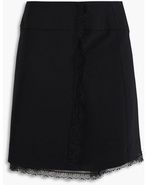 Alberta Ferretti Lace-trimmed Crepe Mini Wrap Skirt - Black