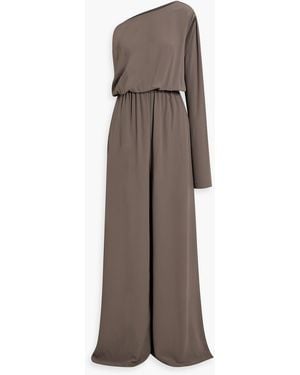 Rick Owens Athena One-sleeve Cutout Crepe De Chine Wide-leg Jumpsuit - Brown