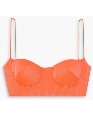 Alex Perry Hart Cropped Neon Satin-crepe Top - Orange