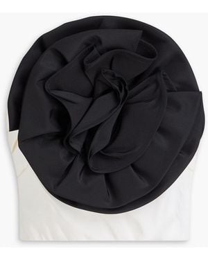 Carolina Herrera Strapless Cropped Appliquéd Silk-twill Top - Black