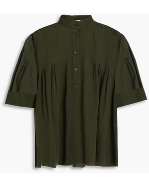 FRAME Pintucked Cotton-Mousseline Blouse - Green