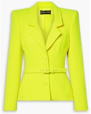 Sergio Hudson Blazer aus neonfarbenem woll-crêpe mit gürtel - Gelb