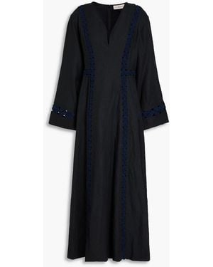 Tory Burch Embroidered Cotton Maxi Dress - Black