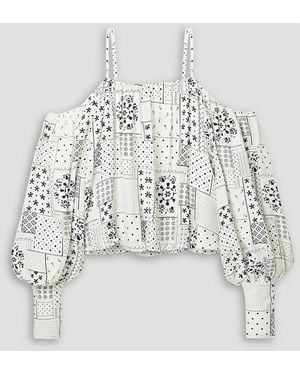 By Malene Birger Schulterfreie bluse aus bedrucktem twill - Weiß