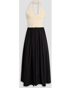 Esse Studios Poplin And Stretch-knit Halterneck Maxi Dress - Black