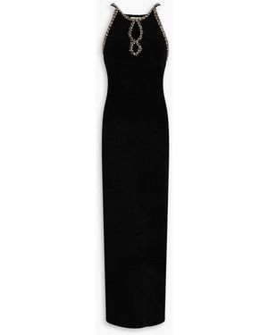 Sandro Crystal-embellished Cutout Knitted Maxi Dress - Black