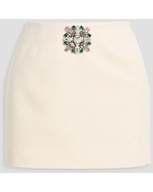 Area Embellished Wool-Twill Mini Skirt - Natural