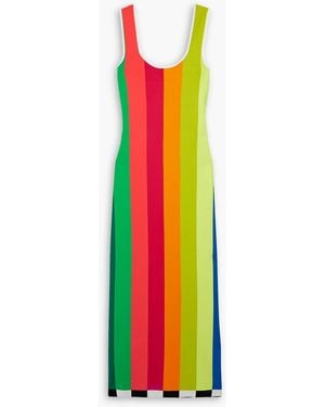 Christopher John Rogers Striped Stretch-knit Midi Dress - White
