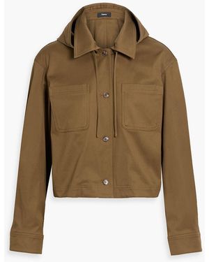 Theory Cotton-Blend Twill Hooded Jacket - Brown