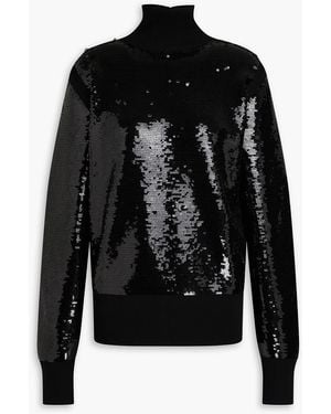 JOSEPH Sequined Wool-Blend Turtleneck Sweater - Black