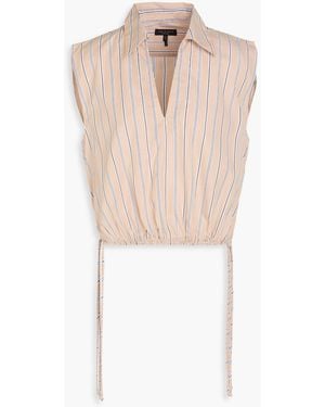 Rag & Bone Fiona Cropped Striped Cotton-Poplin Top - White