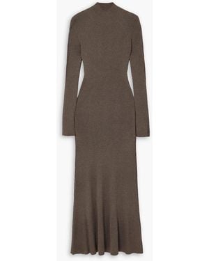 Peter Do Open-back Ribbed Mulberry Silk-blend Maxi Dress - Brown