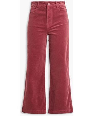 PAIGE Anessa Cotton-Blend Corduroy Wide-Leg Trousers - Red