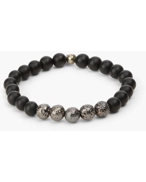 Tateossian Gunmetal-Tone Leather Bracelet - Black