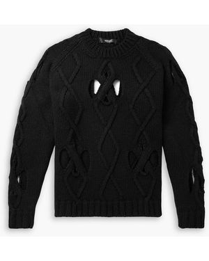 Versace Open-Knit Alpaca And Wool-Blend Sweater - Black