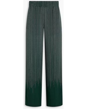 Victoria Beckham Printed Silk Crepe De Chine Wide-leg Trousers - Green