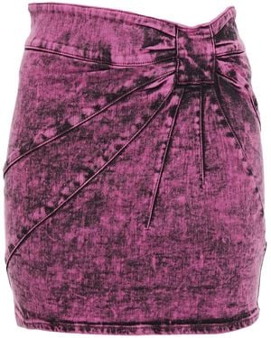 Red(V) Minirock aus denim mit batikmuster und raffungen - Lila