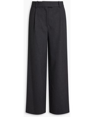 Jonathan Simkhai Novia Wool-blend Twill Wide-leg Trousers - Black