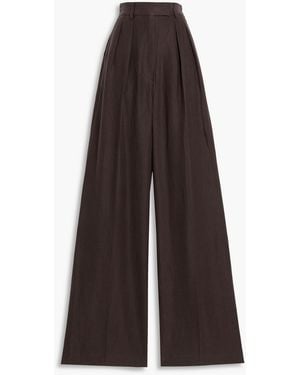 The Elder Statesman Pleated Twill Wide-Leg Pants - Brown