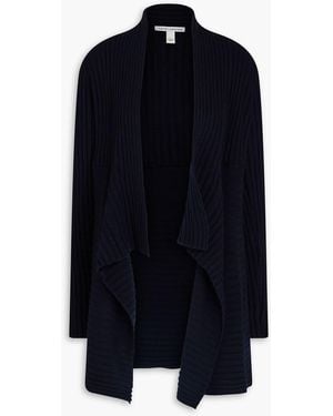 Autumn Cashmere Asymmetric Ribbed-Knit Cardigan - Blue
