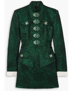 Andrew Gn Minikleid aus metallic-brokat mit popelinebesätzen, verzierungen und schößchen - Grün