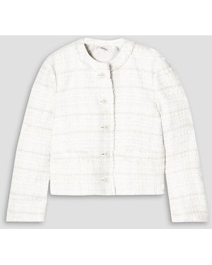 Thom Browne Frayed Tweed Jacket - White