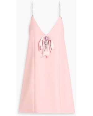 Area Embellished Wool-Crepe Mini Dress - Pink