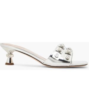 Sandro Embellished Leather Mules - White