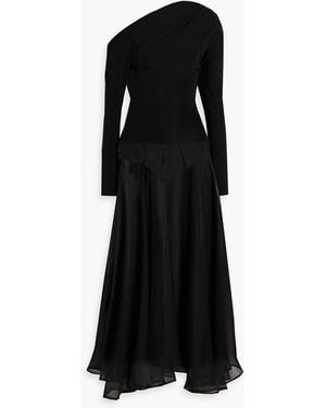 Esse Studios Aire Twist One-Shoulder Jersey And Organza Maxi Dress - Black
