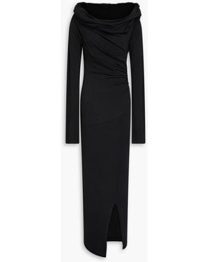 Entire studios Ruched Stretch-cotton Jersey Maxi Dress - Black