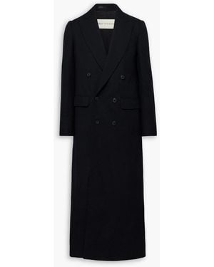Dries Van Noten Double-Breasted Wool And Linen-Blend Coat - Black