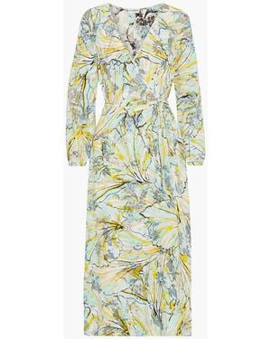 Diane von Furstenberg Evelyn Reversible Printed Crepe Midi Wrap Dress - White
