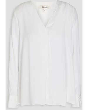 Diane von Furstenberg Linsette Lace-trimmed Crepe De Chine Top - White