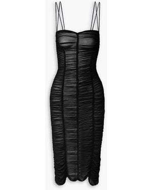 Interior Bea Ruched Chiffon Midi Dress - Black