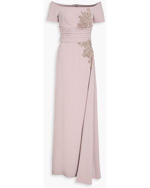 Zuhair Murad Off-The-Shoulder Embellished Crepe Gown - Pink
