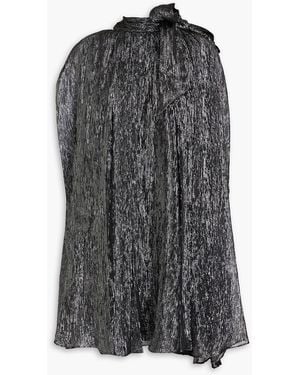 Halston Ophelia Cape-effect Metallic Chiffon Mini Dress - Grey