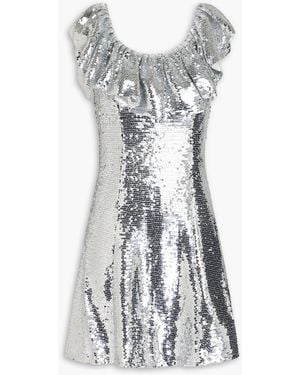 Shrimps Emmeline Ruffled Sequined Tulle Mini Dress - Metallic