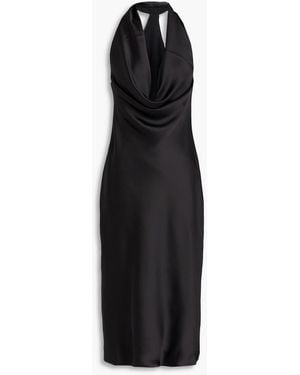 Norma Kamali Draped Satin Halterneck Dress - Black