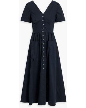 Saloni Luella Cotton-Blend Poplin Midi Dress - Blue